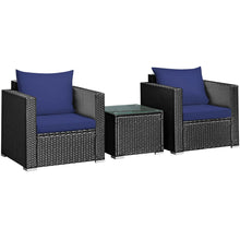 Load image into Gallery viewer, 3 Pieces Patio Wicker Furniture Set with Cushion
