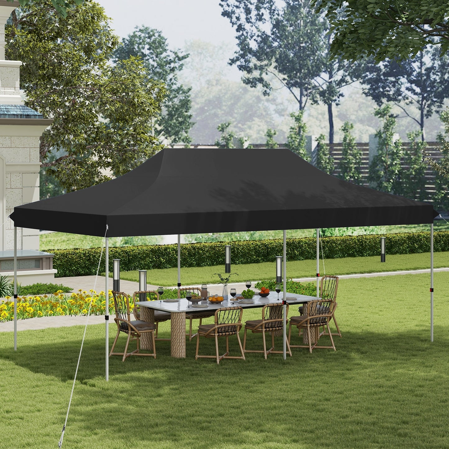 10 X 20 FT Pop up Canopy Tent Foldable Portable Outdoor Gazebo with Carry Bag-Black