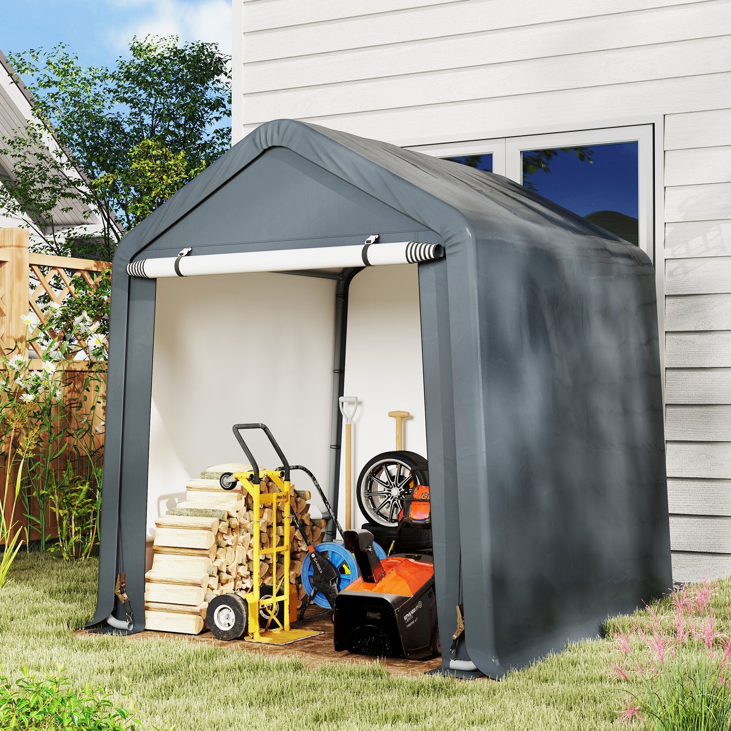 6 x 6.5/8 x 6.5 Feet Portable Motorcycle Outdoor Storage Shelter-6 Feet