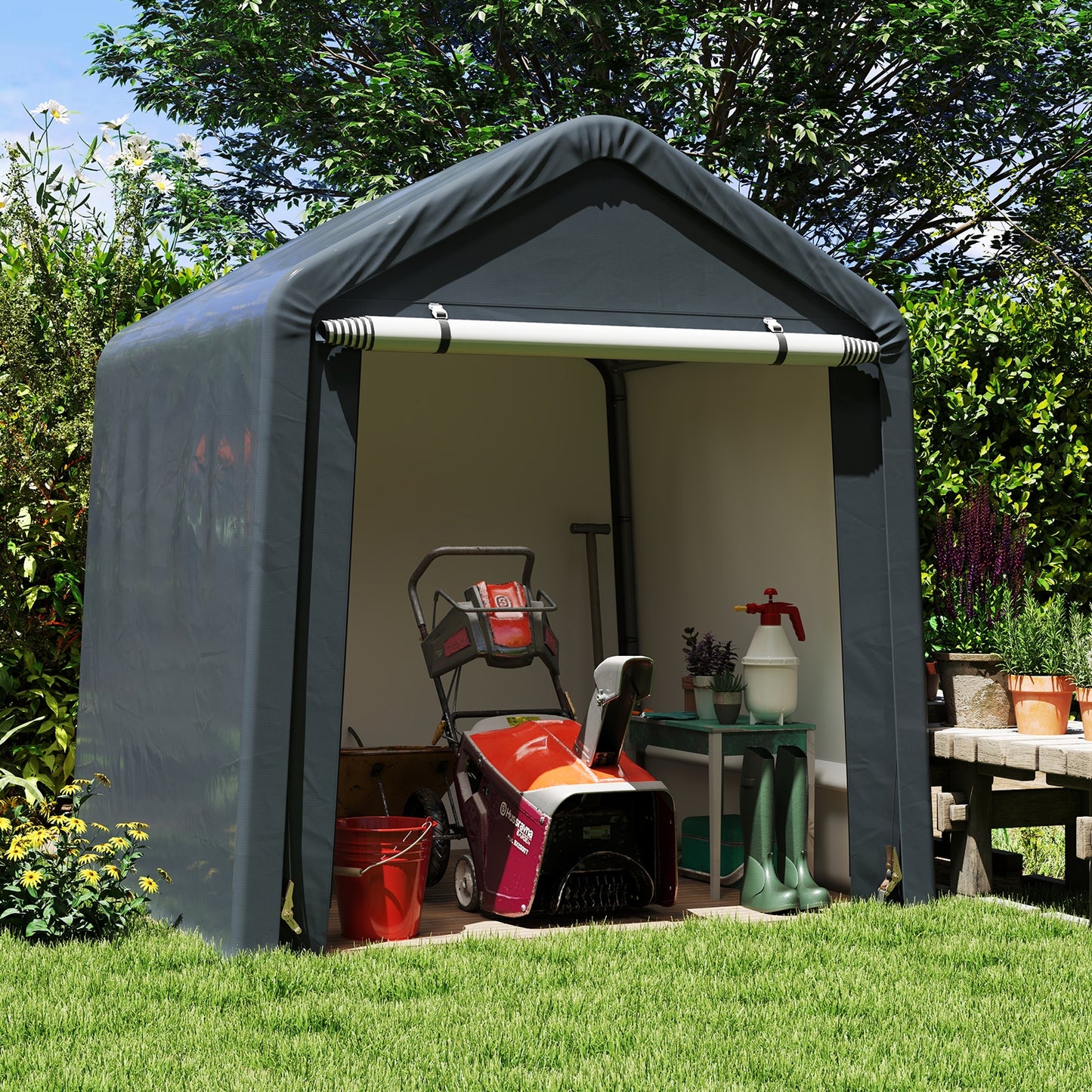 6 x 6.5/8 x 6.5 Feet Portable Motorcycle Outdoor Storage Shelter-6 Feet
