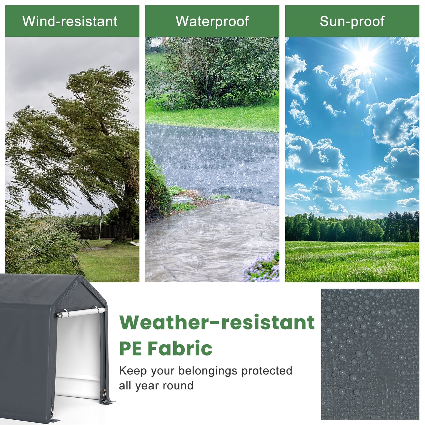 6 x 6.5/8 x 6.5 Feet Portable Motorcycle Outdoor Storage Shelter-6 Feet