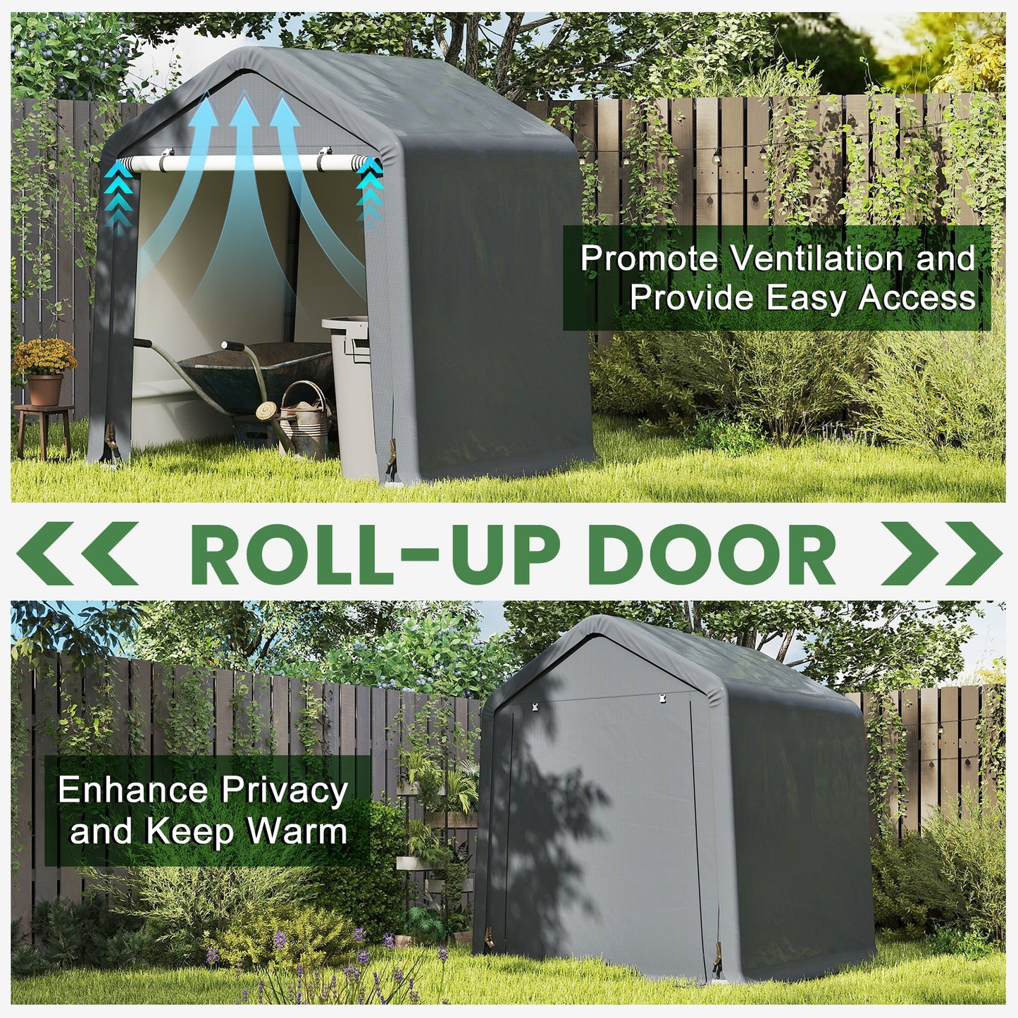 6 x 6.5/8 x 6.5 Feet Portable Motorcycle Outdoor Storage Shelter-6 Feet
