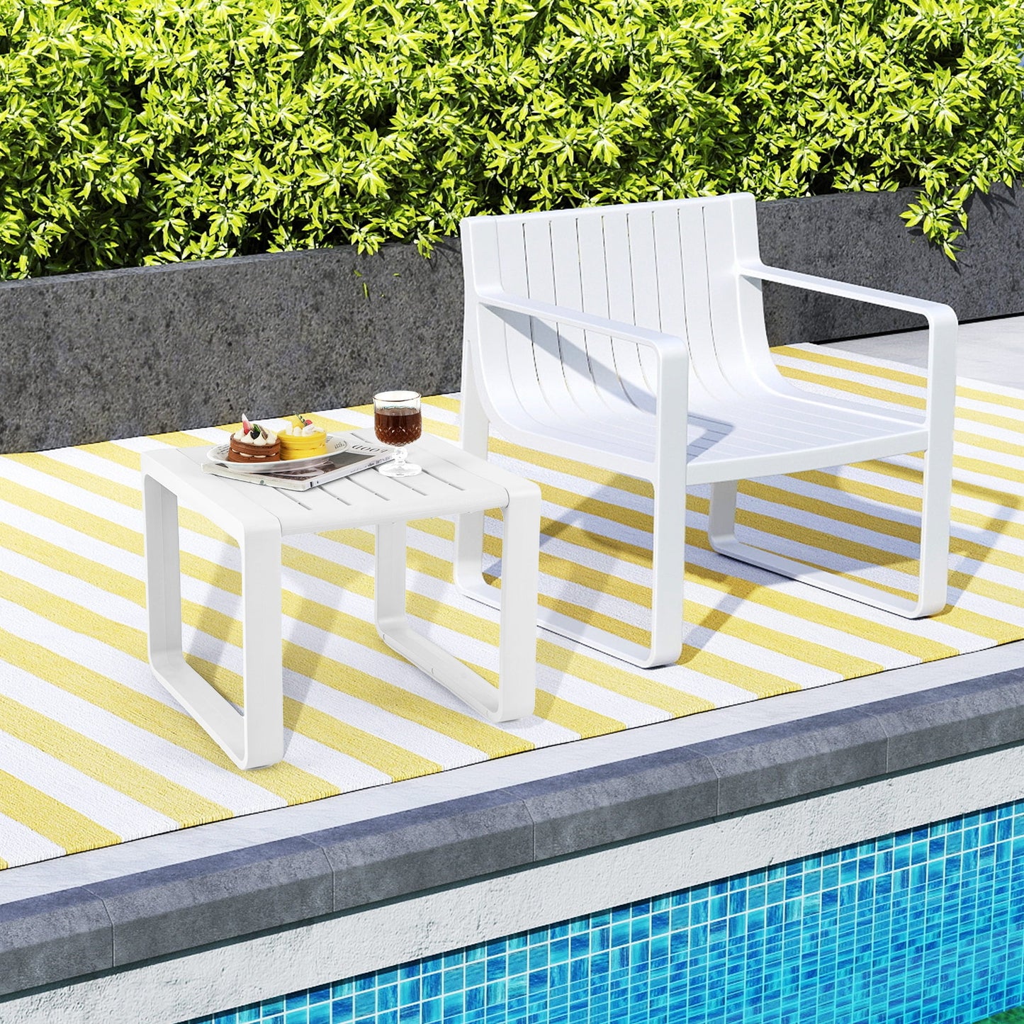 Weather Resistant Adirondack Outdoor Side Table Set of 2-White