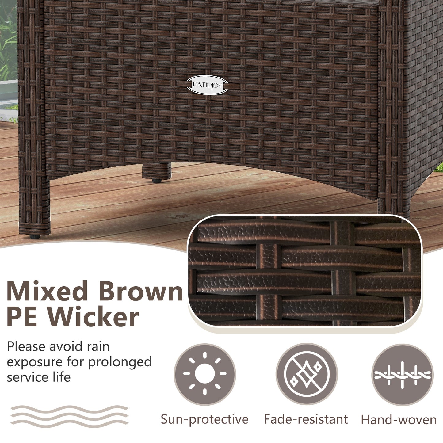 2 Pieces Outdoor Patio PE Wicker Ottomans with Removable Cushions-Navy