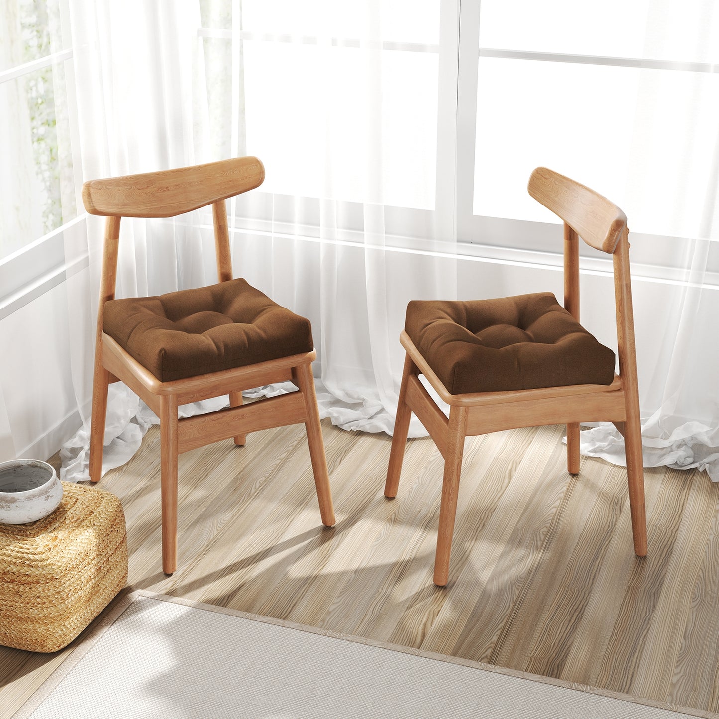 21 Inch x 21 Inch Patio Chair Seat Cushion Pads for Indoor and Outdoor-Coffee