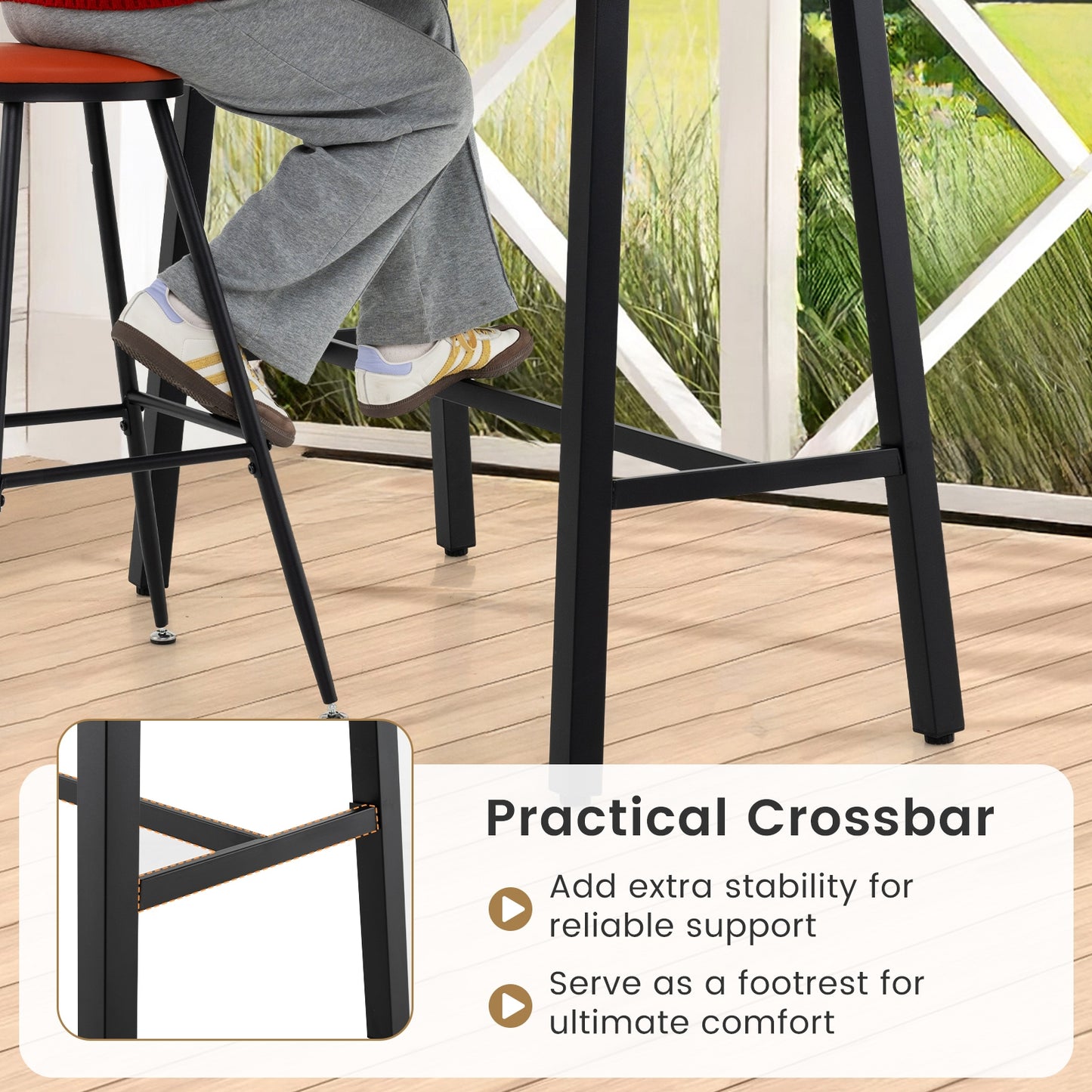 36 Inches Patio Counter Height Bar Table with Adjustable Foot Pads