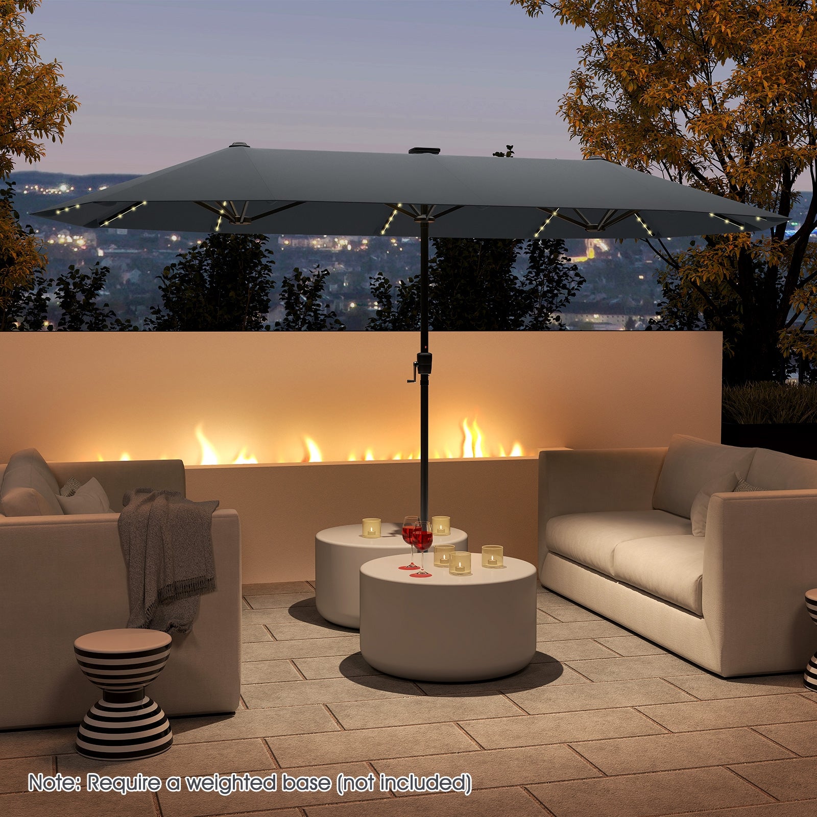 13 FT Large Patio Umbrella with LED Solar Lights and Crank Handle-Gray – LUV MY PATIO 13 FT Large Patio Umbrella with LED Solar Lights and Crank Handle-Gray – LUV MY PATIO