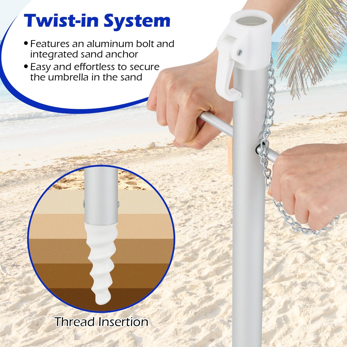 6.5 Feet Beach Umbrella with Carry Bag without Weight Base-Multicolor