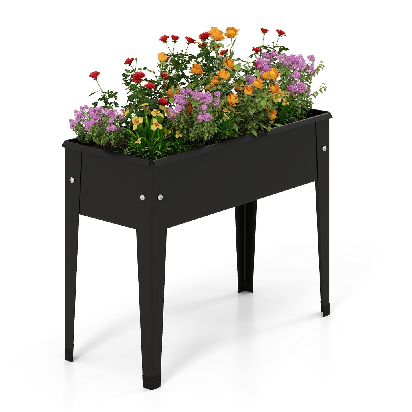 Raised Garden Bed Elevated Metal Planter Box with Legs Drainage Holes-S