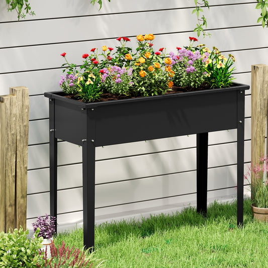Raised Garden Bed Elevated Metal Planter Box with Legs Drainage Holes-M