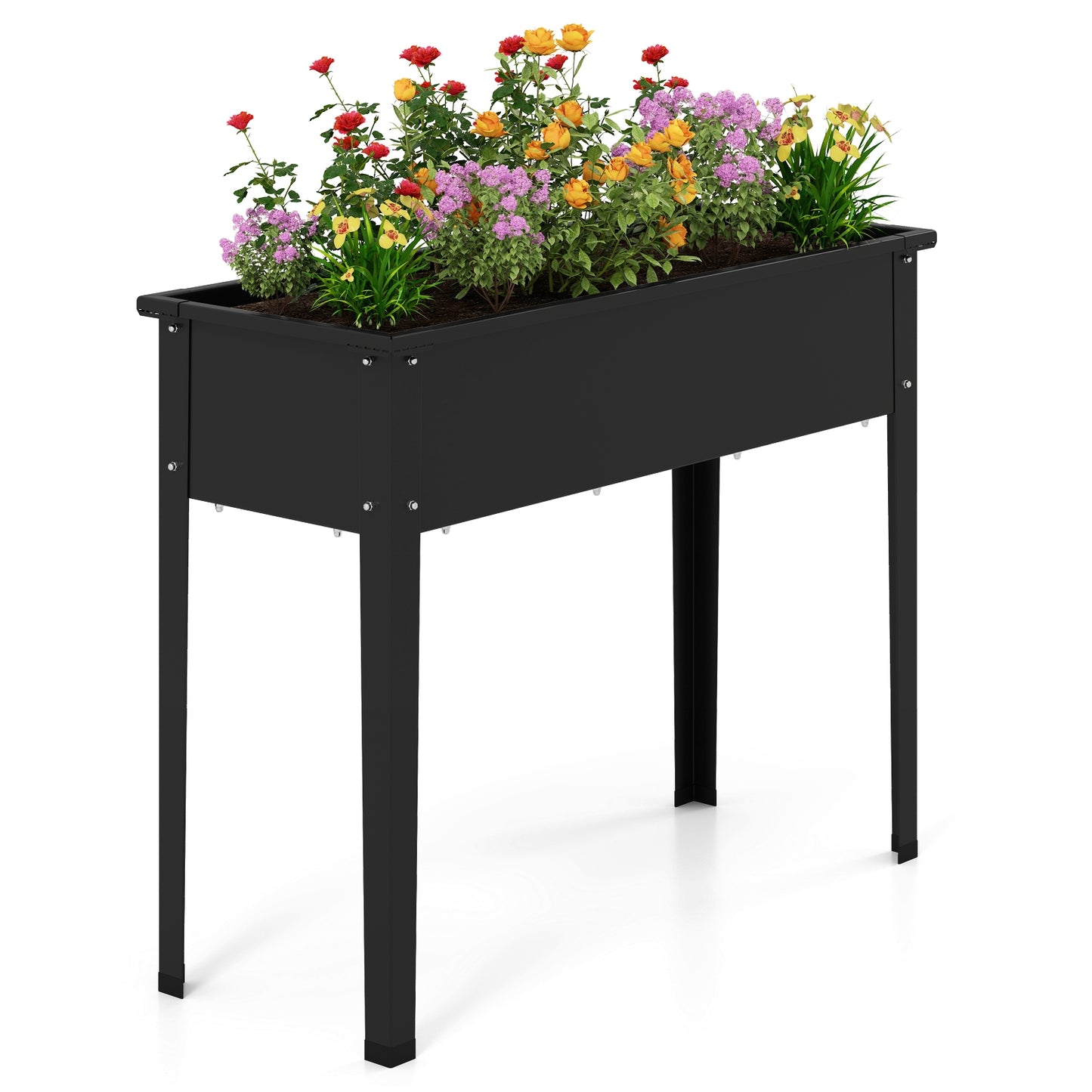 Raised Garden Bed Elevated Metal Planter Box with Legs Drainage Holes-M