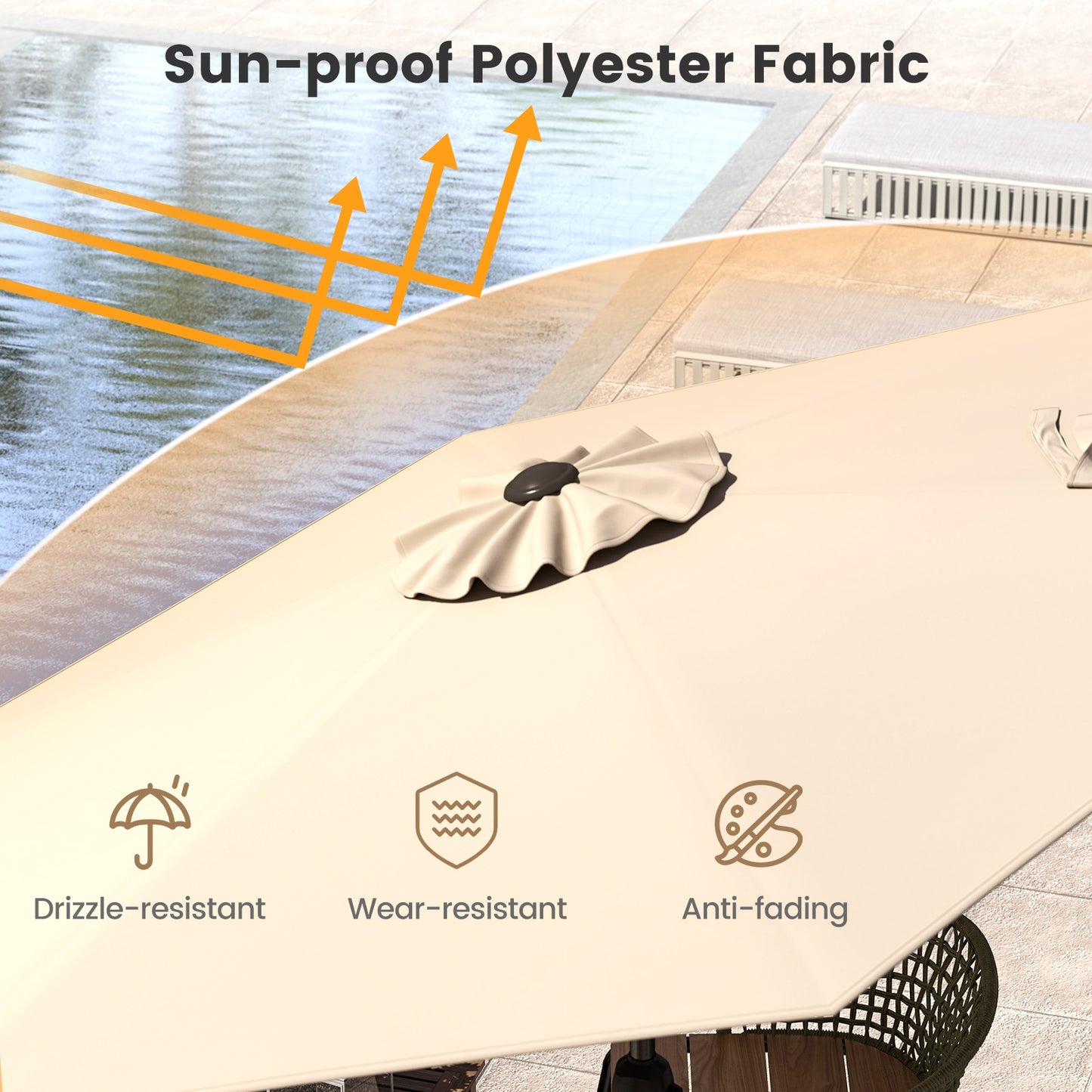 7.5 feet Outdoor Patio Heavy Duty Market Umbrella with Push Button Tilt-Beige