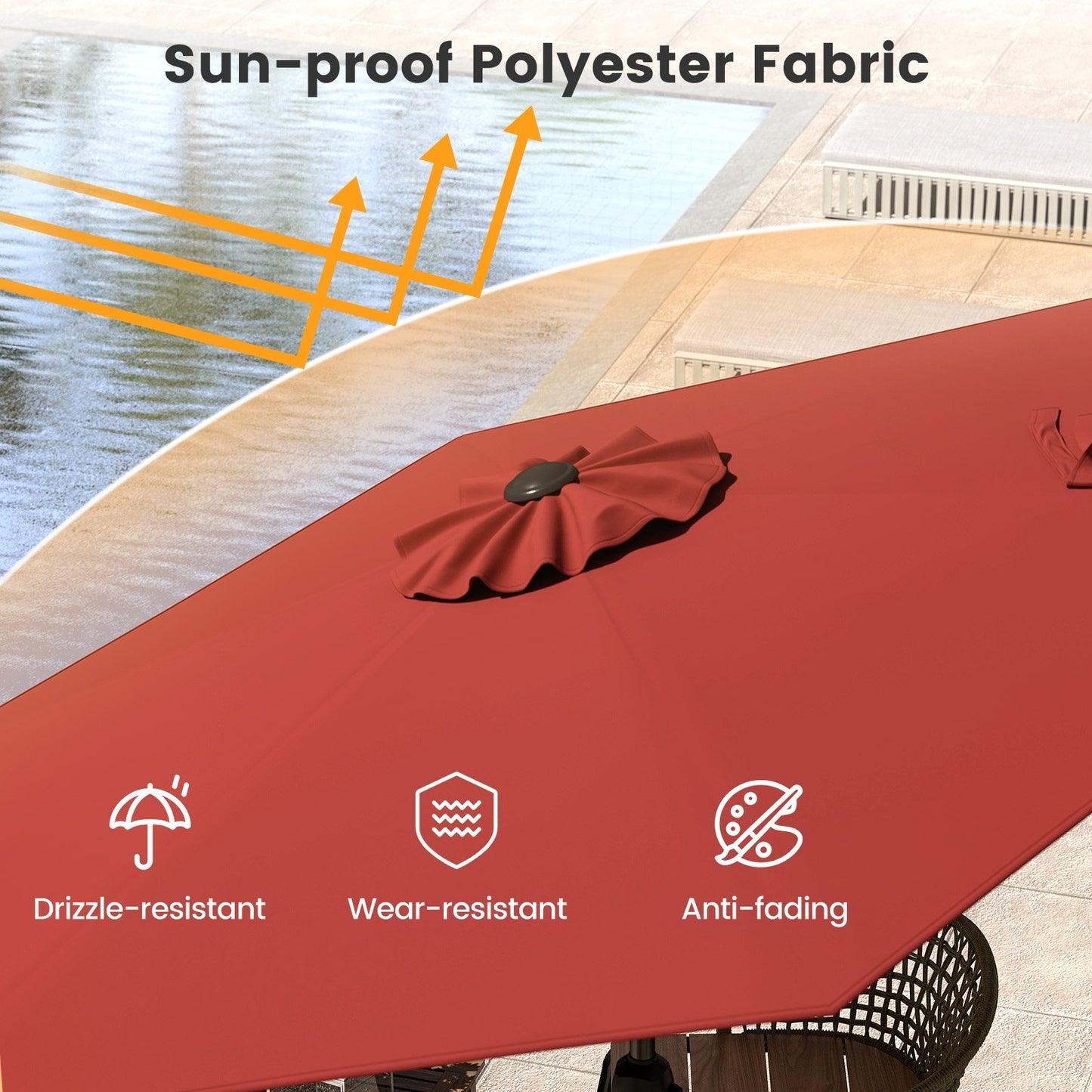 7.5 feet Outdoor Patio Heavy Duty Market Umbrella with Push Button Tilt-Tan