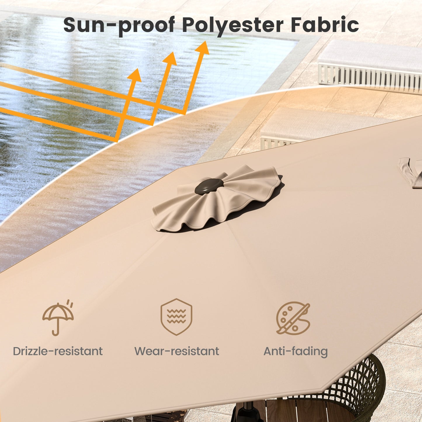 7.5 feet Outdoor Patio Heavy Duty Market Umbrella with Push Button Tilt-Tan