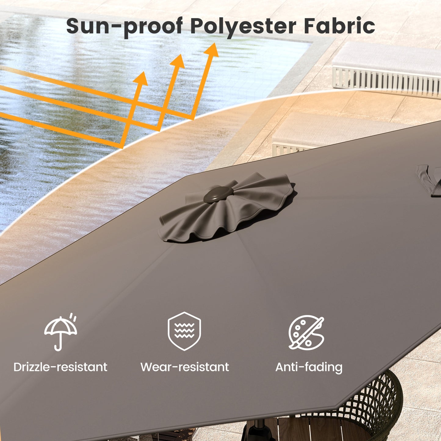 7.5 feet Outdoor Patio Heavy Duty Market Umbrella with Push Button Tilt-Gray