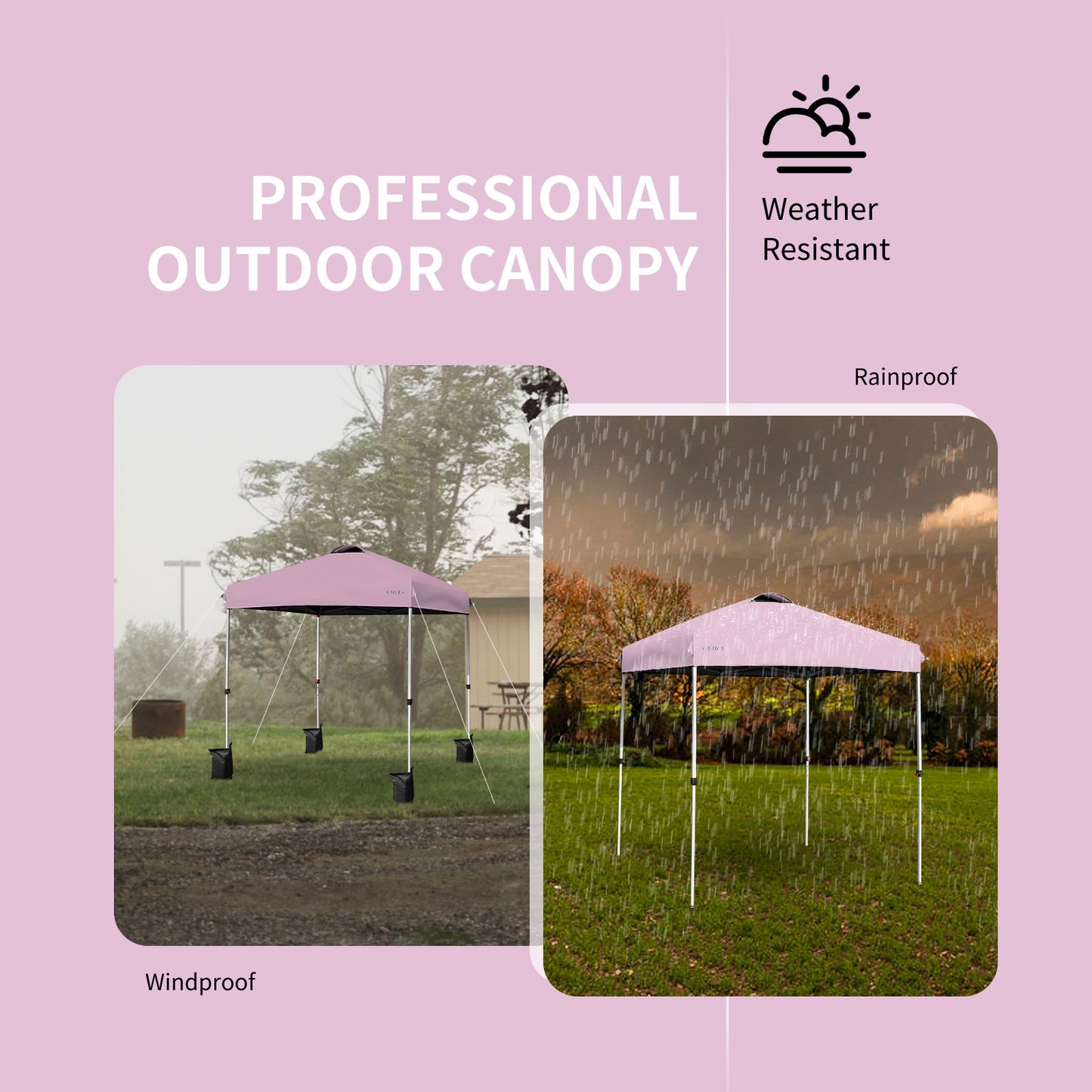 6.6 x 6.6 Feet Outdoor Pop-up Canopy Tent with Roller Bag-Pink