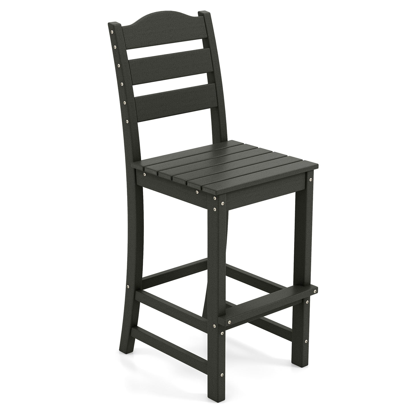30 Inches Counter Height HDPE Bar Stool with Backrest and Footrest-Black