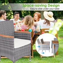 Load image into Gallery viewer, 7 Pieces Patio Acacia Wood Cushioned PE Rattan Wicker Dining Set
