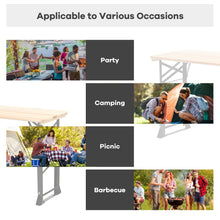 Load image into Gallery viewer, 66.5 Inch Outdoor Wood Folding Picnic Table with Adjustable Heights
