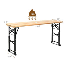 Load image into Gallery viewer, 66.5 Inch Outdoor Wood Folding Picnic Table with Adjustable Heights
