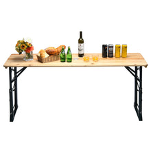 Load image into Gallery viewer, 66.5 Inch Outdoor Wood Folding Picnic Table with Adjustable Heights
