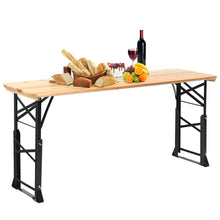 Load image into Gallery viewer, 66.5 Inch Outdoor Wood Folding Picnic Table with Adjustable Heights
