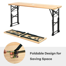 Load image into Gallery viewer, 66.5 Inch Outdoor Wood Folding Picnic Table with Adjustable Heights
