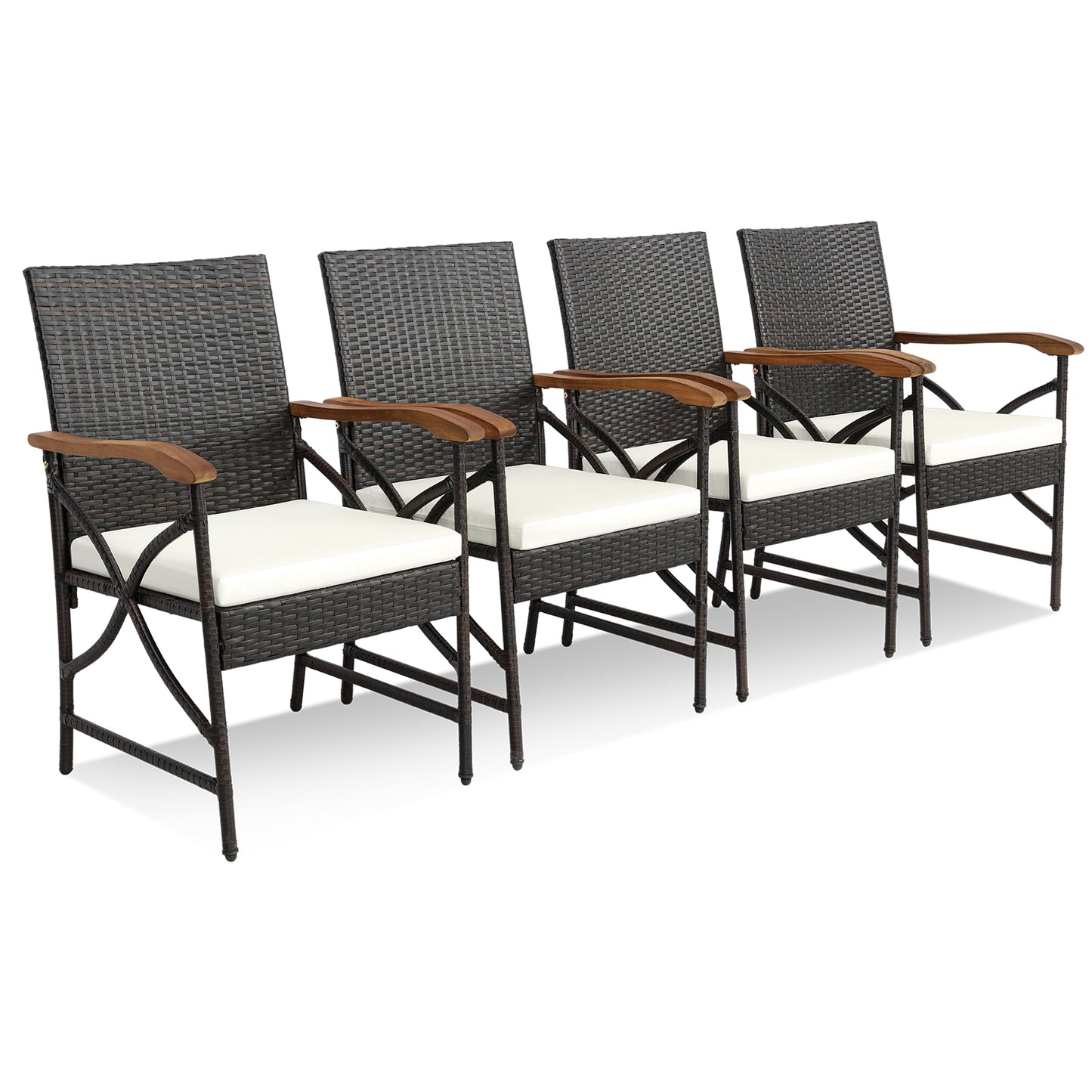5/7-Piece Outdoor Dining Set with Acacia Wood Table-6 Pieces +