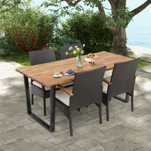 Load image into Gallery viewer, 5 Pieces Patio Wicker Chair and Dining Table Set with 2 Inch Umbrella Hole
