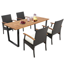 Load image into Gallery viewer, 5 Pieces Patio Wicker Chair and Dining Table Set with 2 Inch Umbrella Hole
