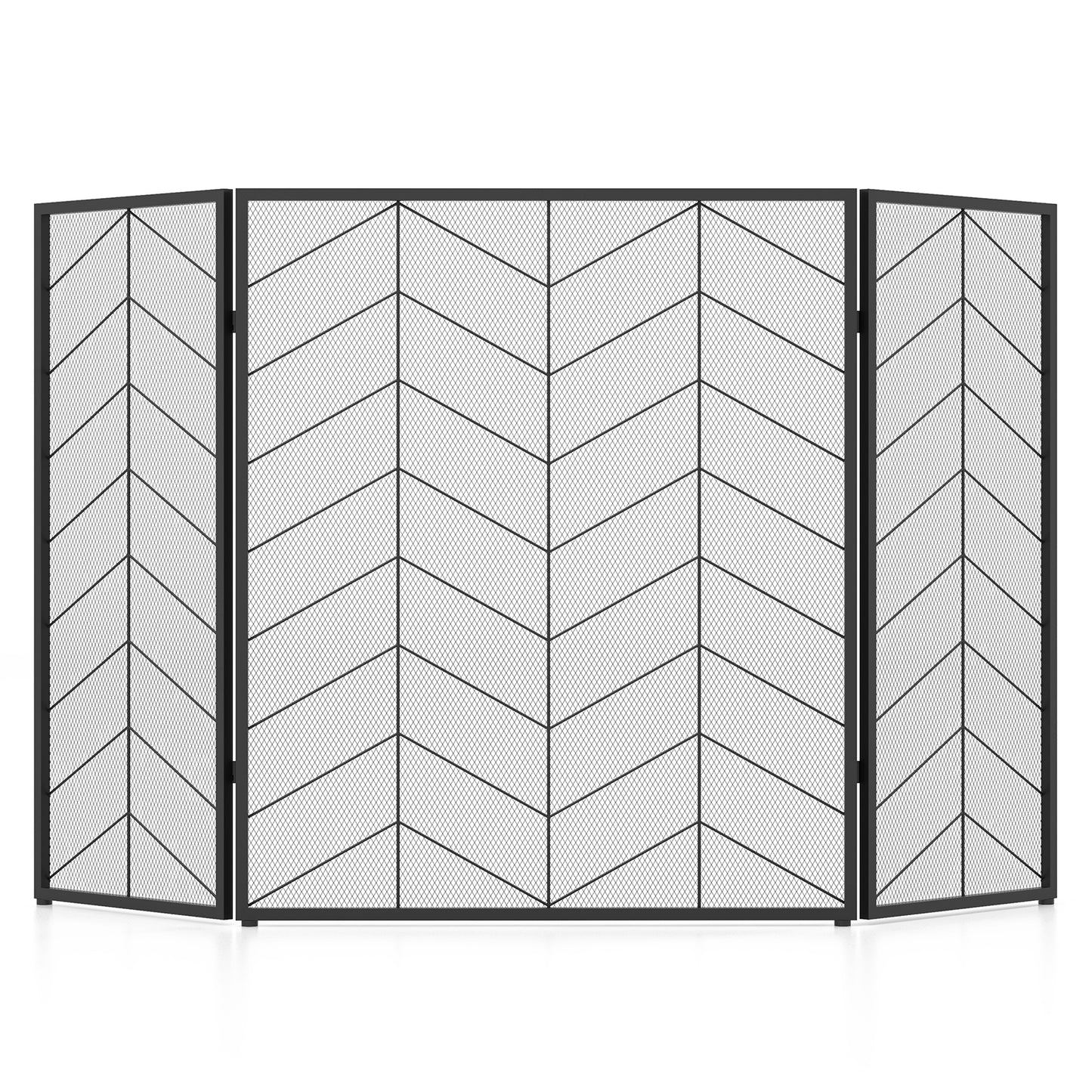 52 x 31 Inch Fireplace Screen with Chevron Herringbone Pattern