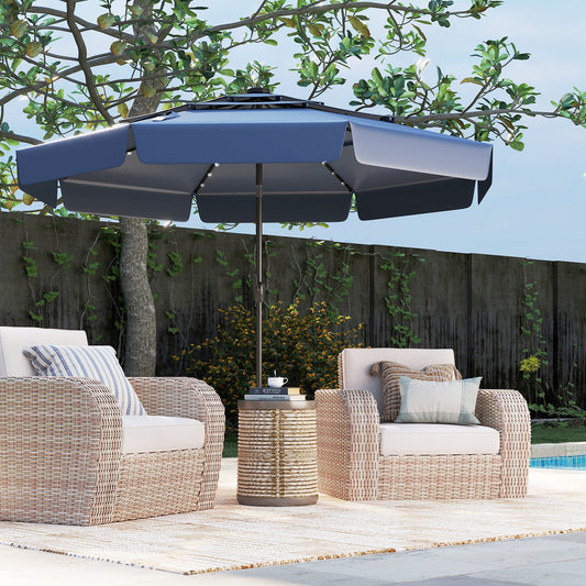 10 Feet Solar Patio Umbrella with 3-Tier Vented Top-Navy